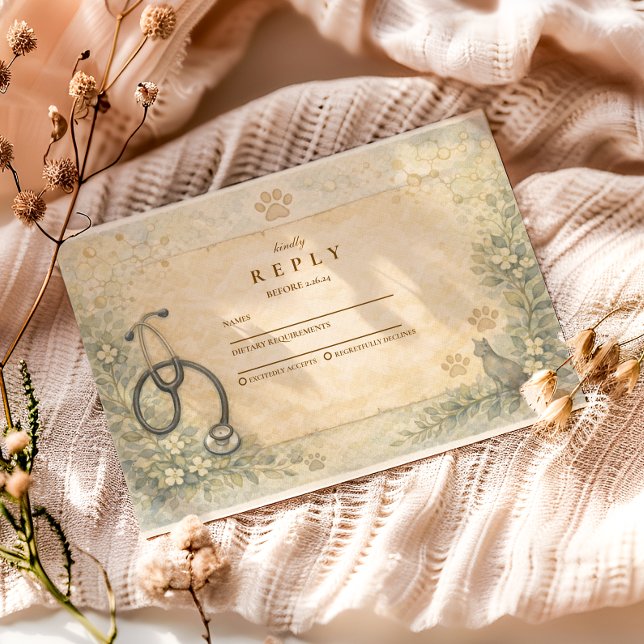 Veterinary White Coat Graduation Party RSVP Card (Creator Uploaded)