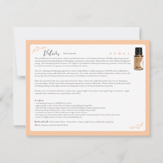 Vetiver Essential Oil Note Card (Front)