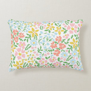 Vetor seamless floral colorful pattern on a white accent pillow
