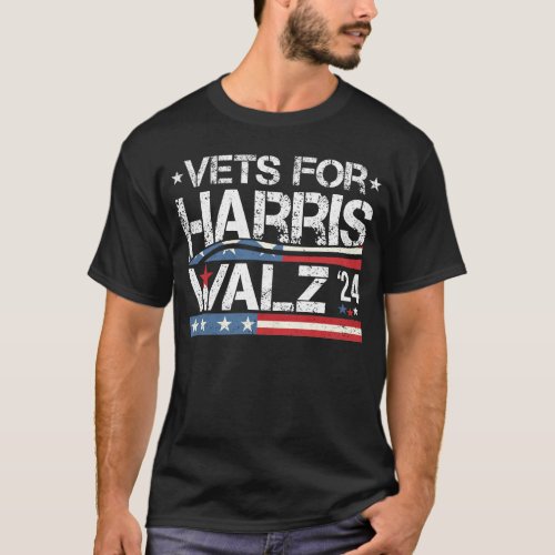 Vets For Harris Walz 24 Patriotic Veterans Support T_Shirt