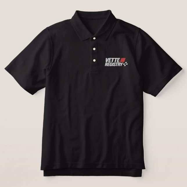 Vette Registry Logo Embroidered Polo Shirt (Dark) (Design Front)