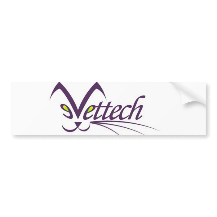 Vettech bumper sticker in white for vet tech