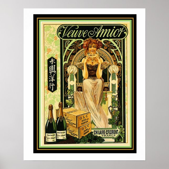 Veuve Amiot Art Deco Champagne Ad Poster 16 x 20 (Front)