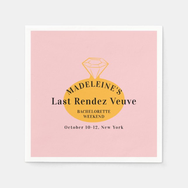 Veuve Before Vows Bachelorette Weekend Itinerary Napkins (Front)