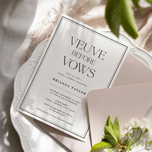 Veuve Before Vows Black  White Bridal Shower Invitation