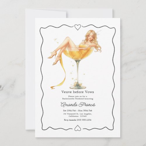 Veuve Before Vows Champagne Bachelorette Weekend Invitation