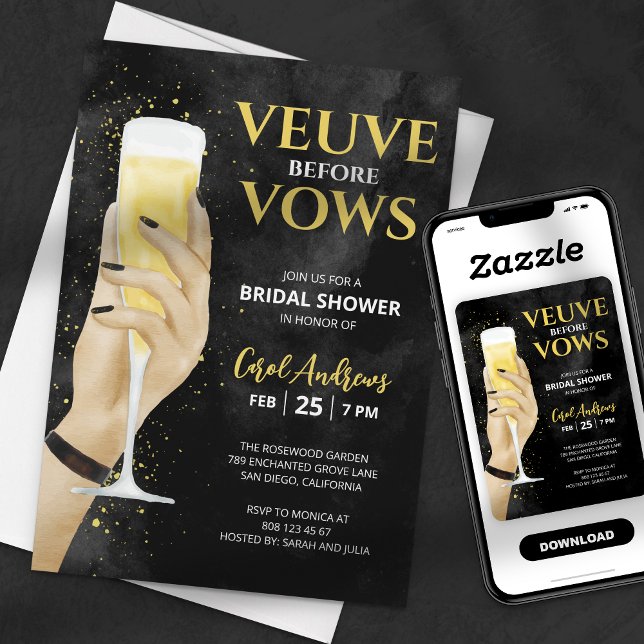 Veuve Before Vows Champagne Bridal Shower Invitation (Creator Uploaded)