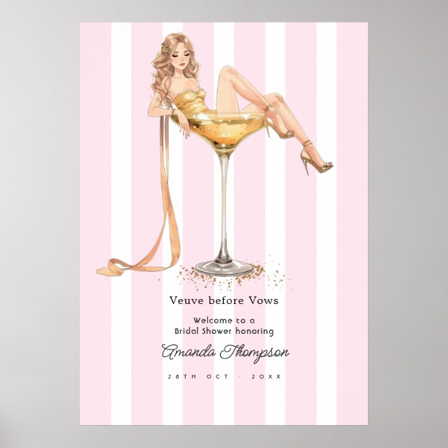 Veuve Before Vows Champagne Bridal Shower Welcome Poster (Front)