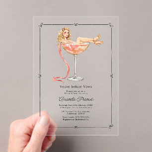 Veuve Before Vows Champagne Cocktail Bridal Shower Acrylic Invitations