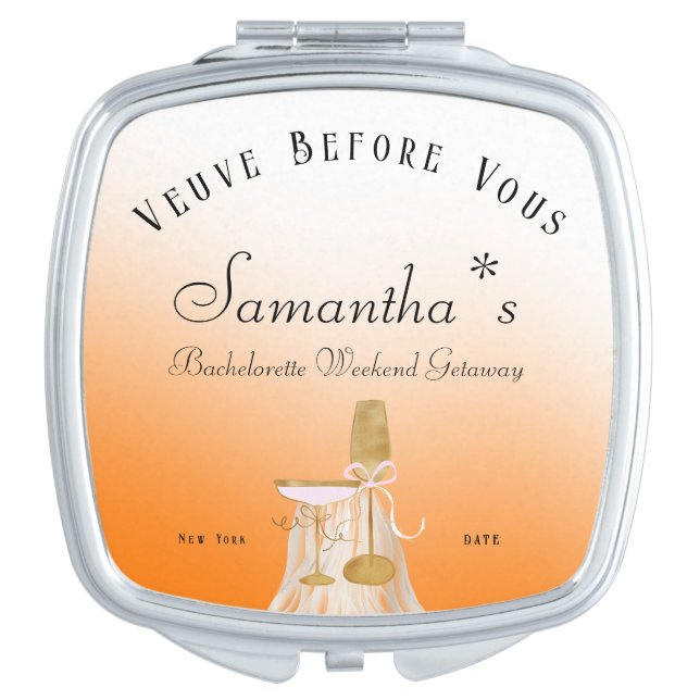 Veuve Before Vows Champagne Tower Bachelorette Compact Mirror (Front)