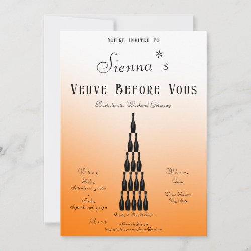 Veuve Before Vows Champagne Tower Bachelorette Invitation