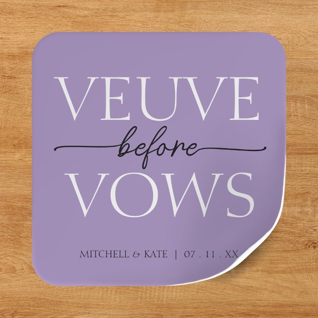 Veuve Before Vows Lavender Purple Bridal Shower Square Sticker (Creator Uploaded)