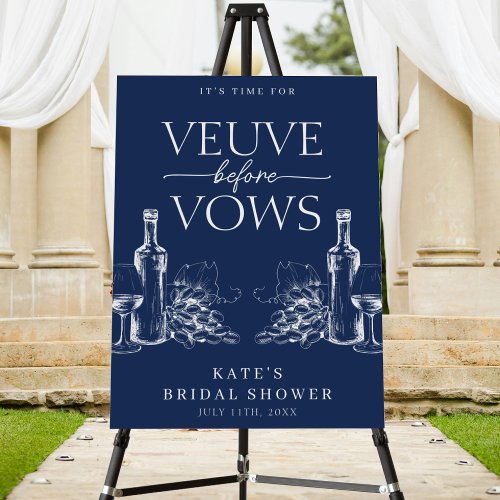 Veuve Before Vows Navy Blue  White Bridal Shower Foam Board