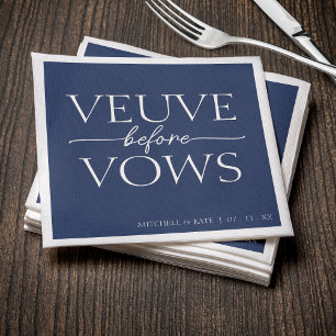 Veuve Before Vows Navy Blue & White Bridal Shower Napkins