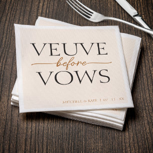 Veuve Before Vows Tan Brown Bridal Shower Napkins