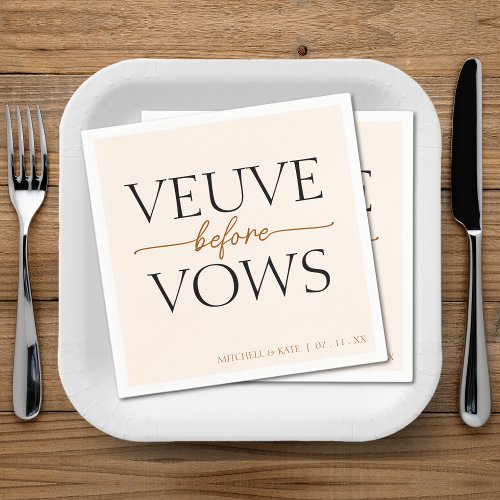 Veuve Before Vows Tan Brown Bridal Shower Napkins