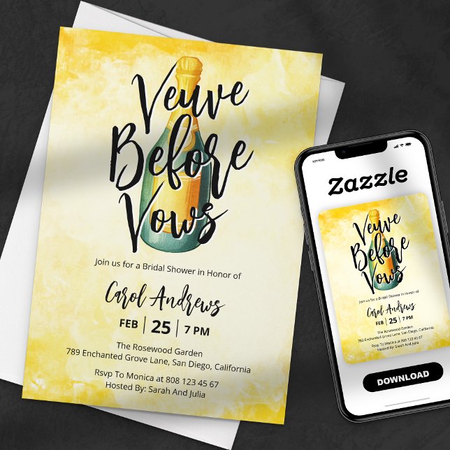 Veuve Before Vows Watercolor Bridal Shower Invitation (Creator Uploaded)