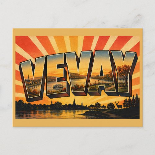 Vevay Indiana Ohio River Riverfront Park Art Postcard