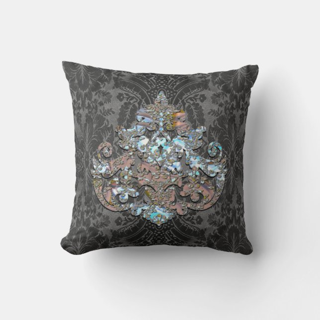 Veyla Joy Elegant Goth Throw Pillow (Front)