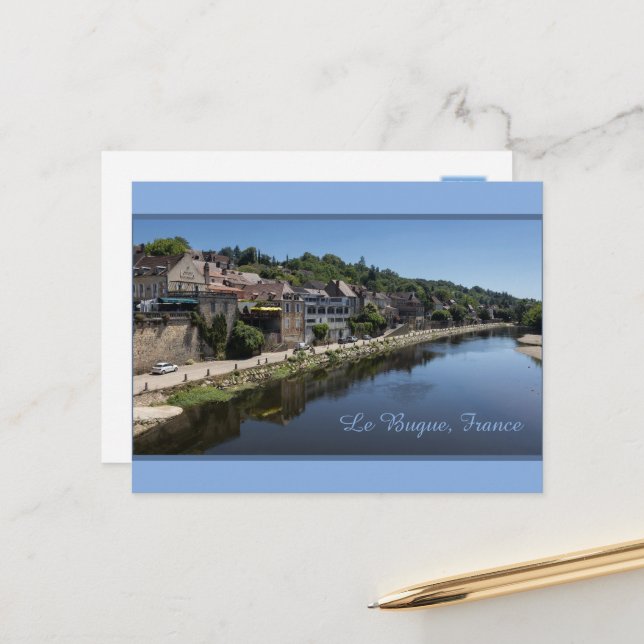 Vezere River Le Bugue, Dordogne, France Holiday Postcard (Front/Back In Situ)