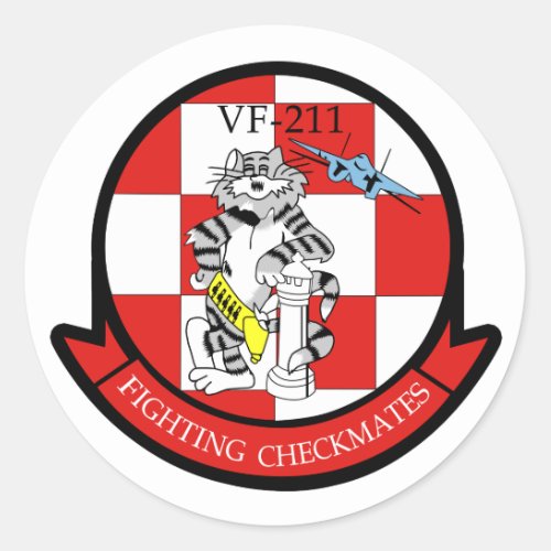 VF_211 Fighting Checkmates Classic Round Sticker