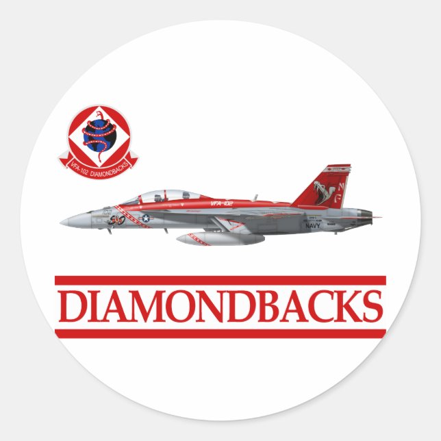 VFA-102 Diamondbacks F-18 Hornet Classic Round Sticker (Front)