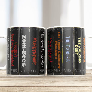 VHS Halloween horror Editable Movie parody Titles Coffee Mug