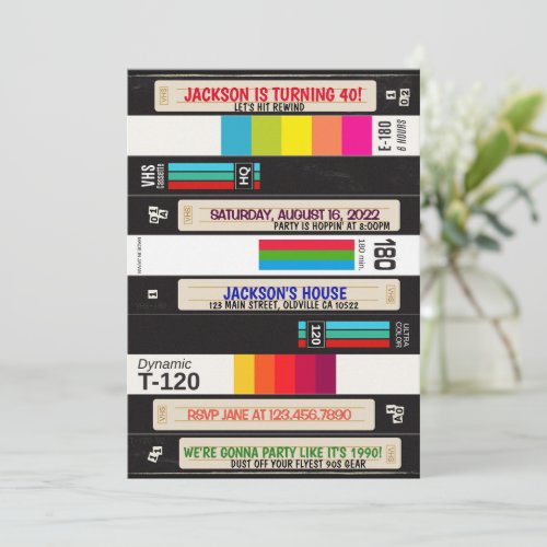 VHS Pile Back to 90s Birthday Invitation