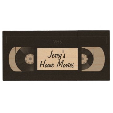 VHS Tape Personalized Wood Flash Drive