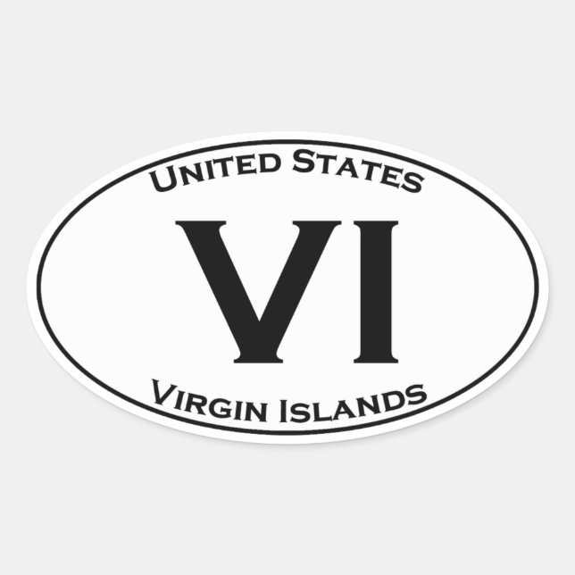 VI - Virgin Islands Euro Style Oval Acronym Logo Sticker (Front)