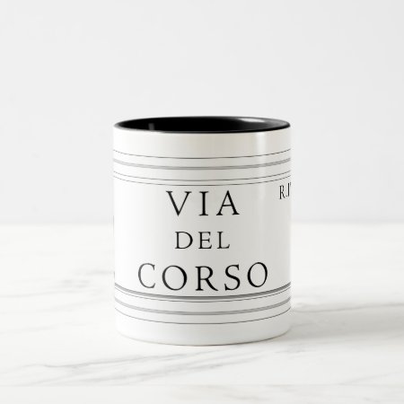 Via Del Corso, Rome Street Sign Two-tone Coffee Mug