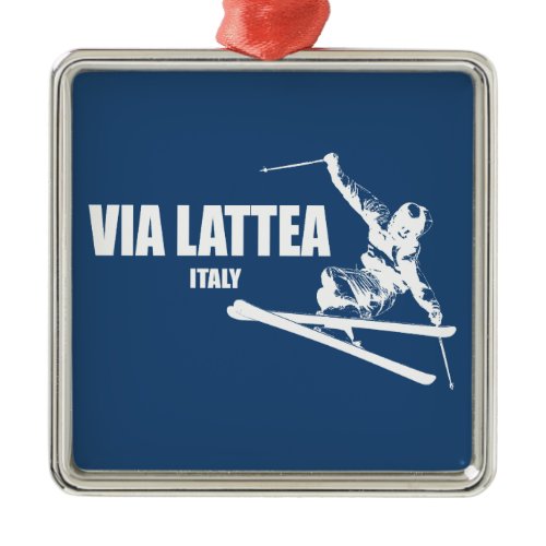 Via Lattea Skier Metal Ornament