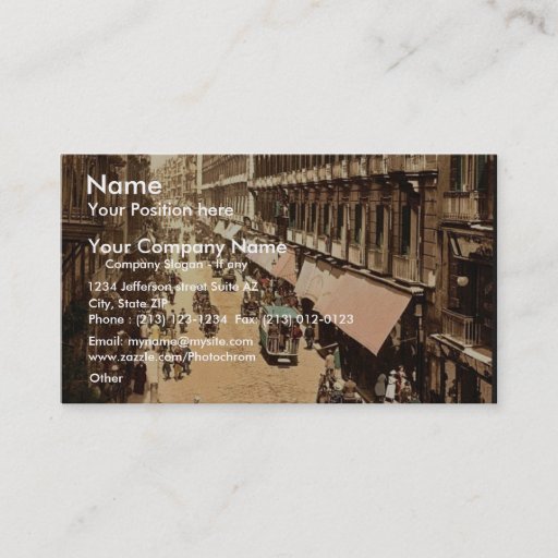 Customizable Via Roma, Naples, Italy classic Photochrom Business Cards