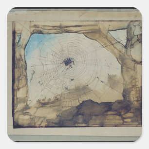 Vianden through a Spider's Web Square Sticker