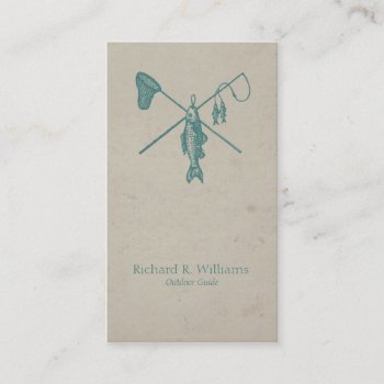 Viantage Fishing Rod And Fish Business Card by MarceeJean at Zazzle