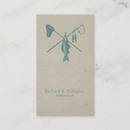 Viantage Fishing Rod and Fish Business Card