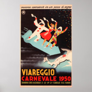 Viareggio Carnevale 1950 Italy Vintage Advertising Poster