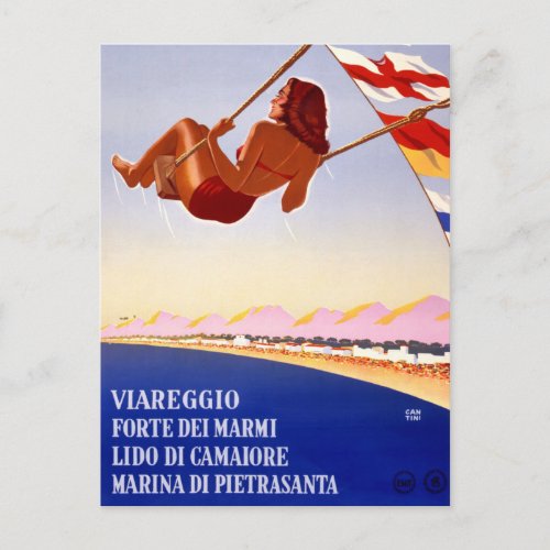Viareggio Italy Vintage Travel Poster Restored Postcard