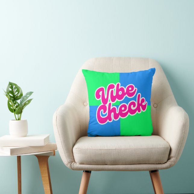 Vibe Check / Not A Vibe Two-sided Throw Pillow (Chair)