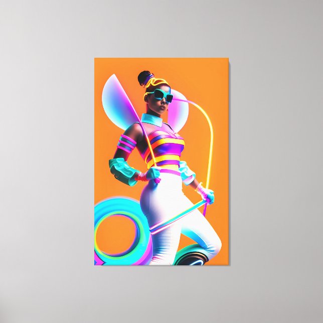 Vibe Jibe Electric Ken Gage Retrowave Fun Canvas Print (Front)