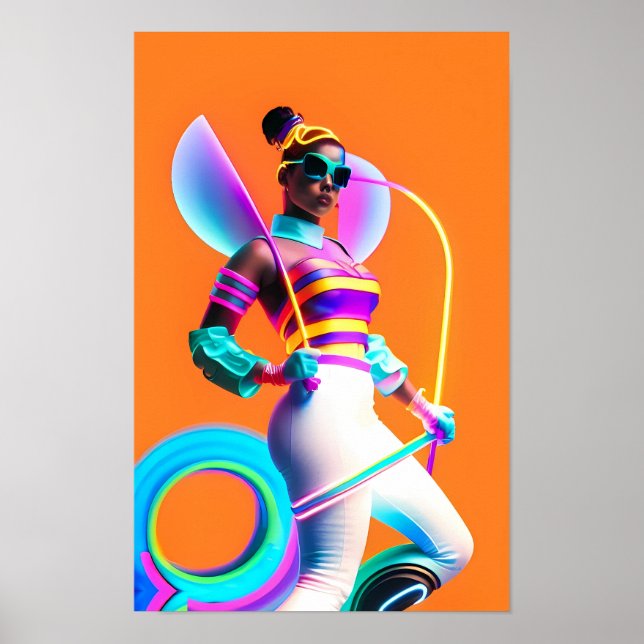 Vibe Jibe Electric Ken Gage Retrowave Fun Poster (Front)