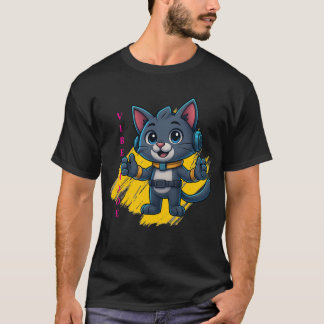 Vibe Mode Cat - Retro Design T-Shirt