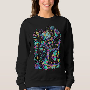 VIBE ON Neon Robot DJ – Colorful Music Mascot Stre Sweatshirt