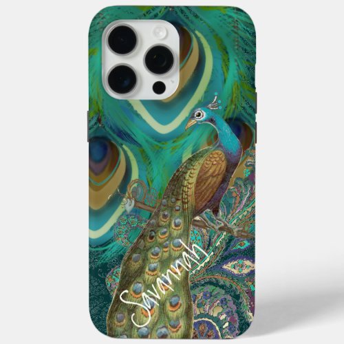 Vibe Vintage Damask Peacock Feathers iPhone iPhone 15 Pro Max Case