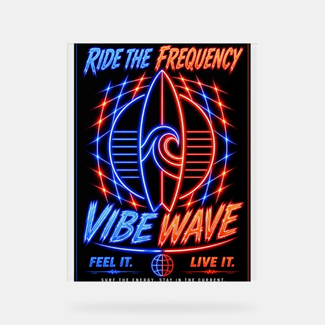 Vibe Wave Neon Surf Poster – Retro Synthwave Aesth (Front)