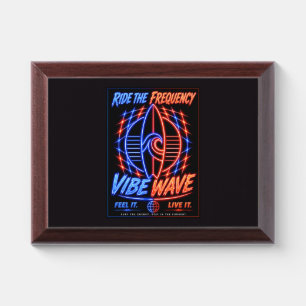 Vibe Wave Neon Surf Poster – Retro Synthwave Aesth Award Plaque