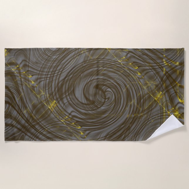 Vibent Black Artistic Curved Effects Beach Towel (Front)