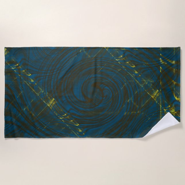 Vibent Black Artistic Curved Effects Beach Towel (Front)