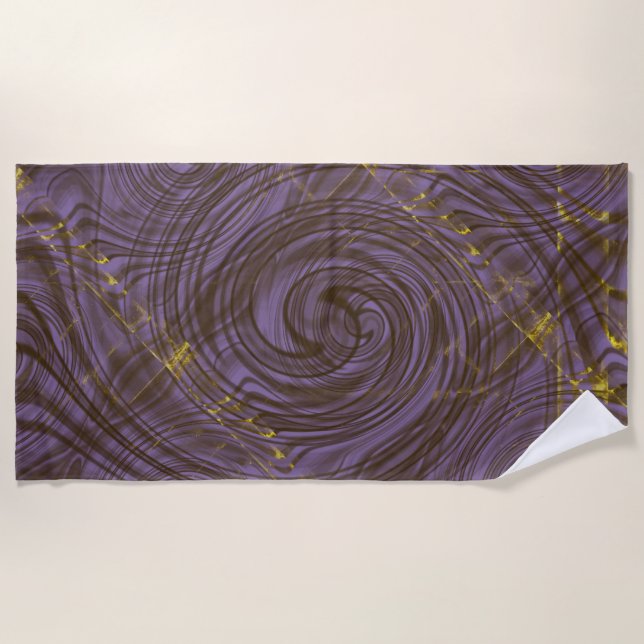 Vibent Black Artistic Curved Effects Beach Towel (Front)