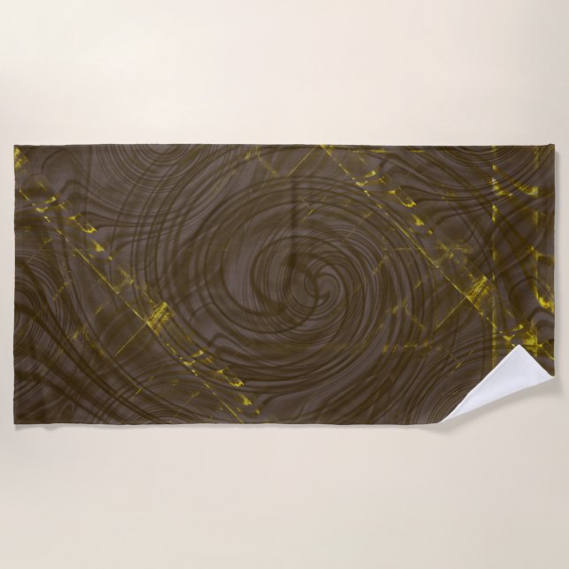 Vibent Black Artistic Curved Effects Beach Towel (Front)